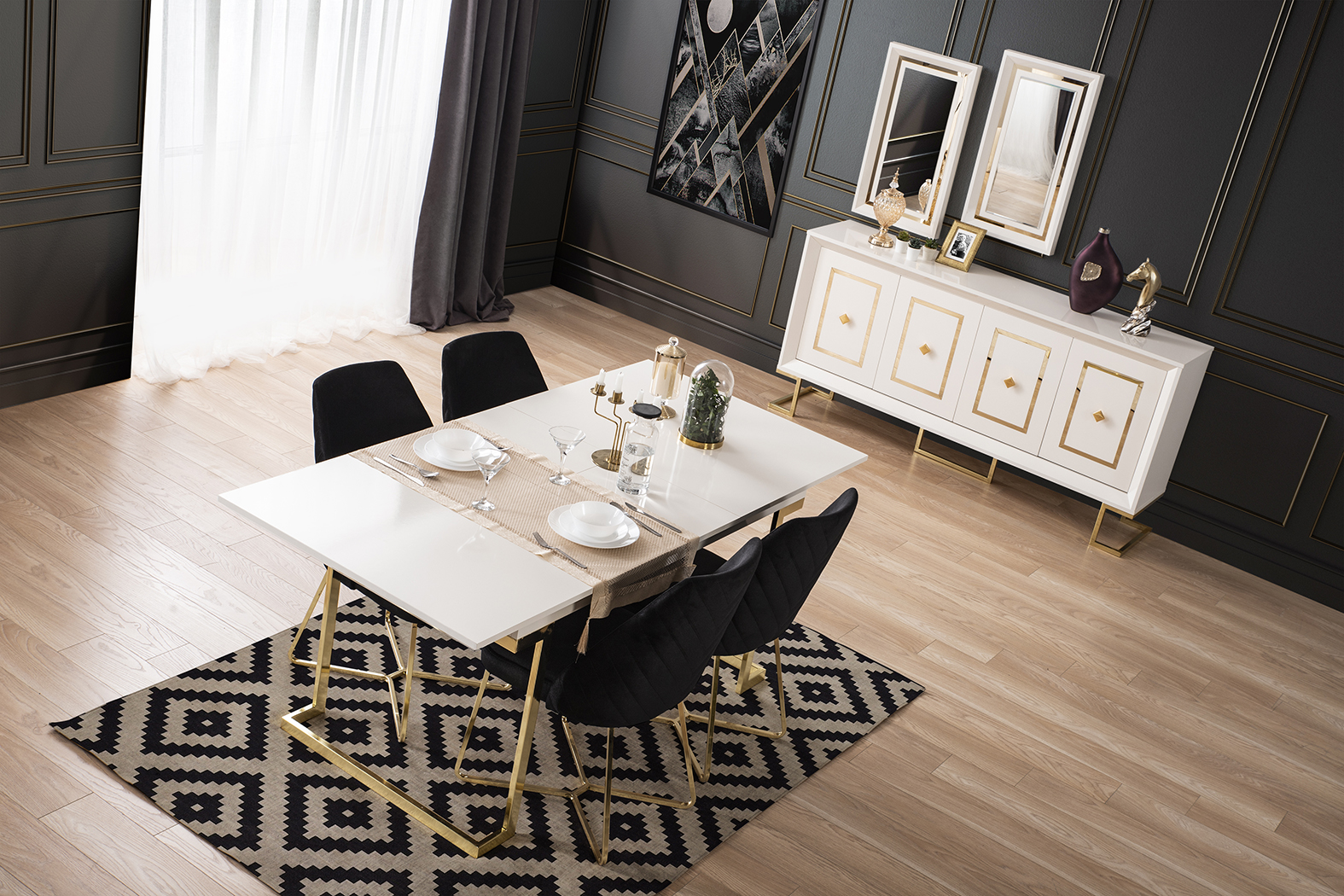 Berrak Gold Dining Room - Table & Chair