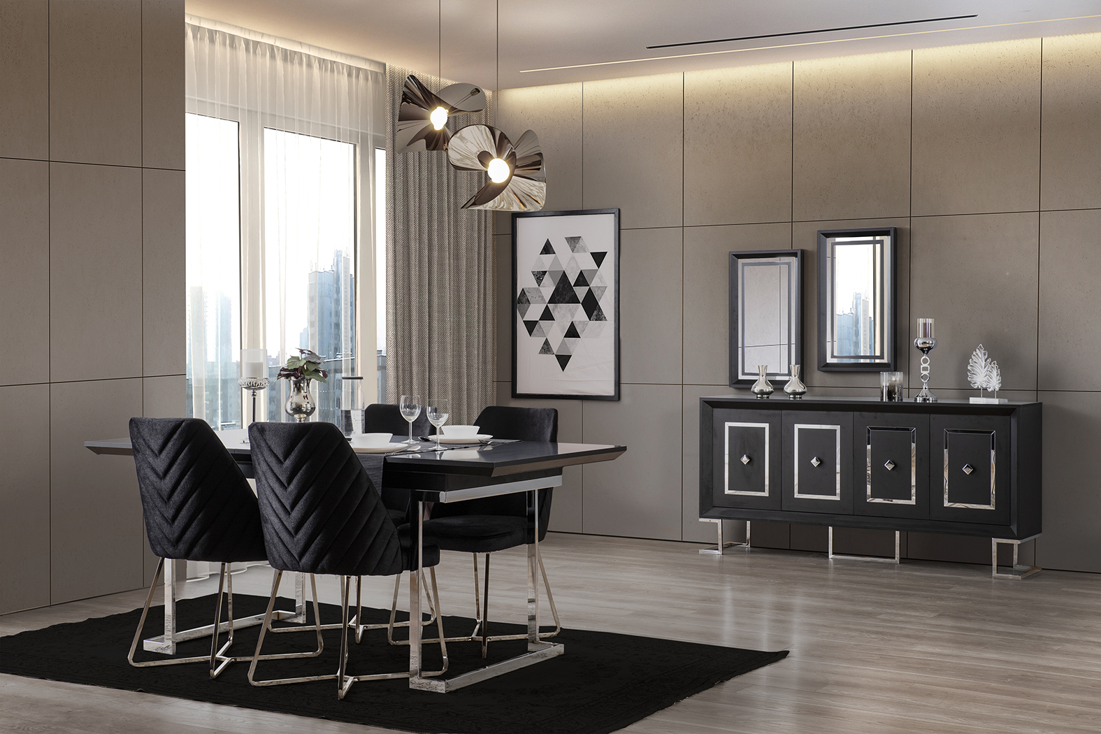 Atlantis Silver Dining Room Set